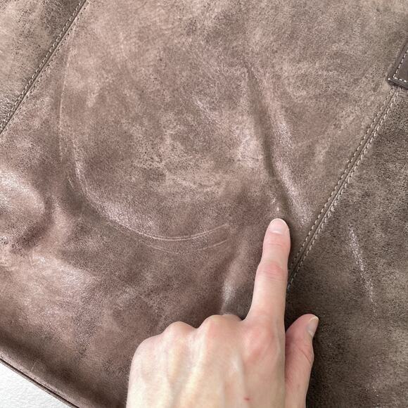 Hobo Kingston Shiny Sheen Brown Leather Tote Bag Purse Large Tassels - Picture 4 of 16